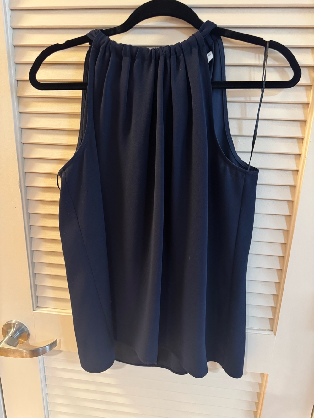 Trina Turk Women’s Navy Sleeveless Gathered Halter Neck Blouse